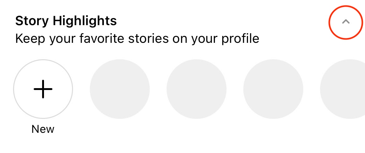 Uma captura de tela do recurso Destaques das histórias do Instagram antes de você criar qualquer destaque.
