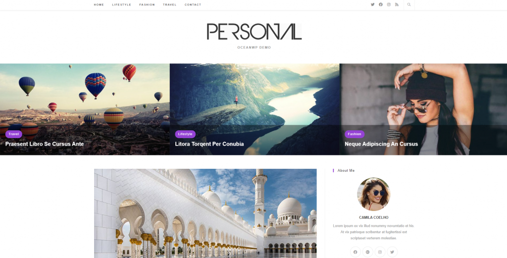 captura de tela do tema Ocean WordPress