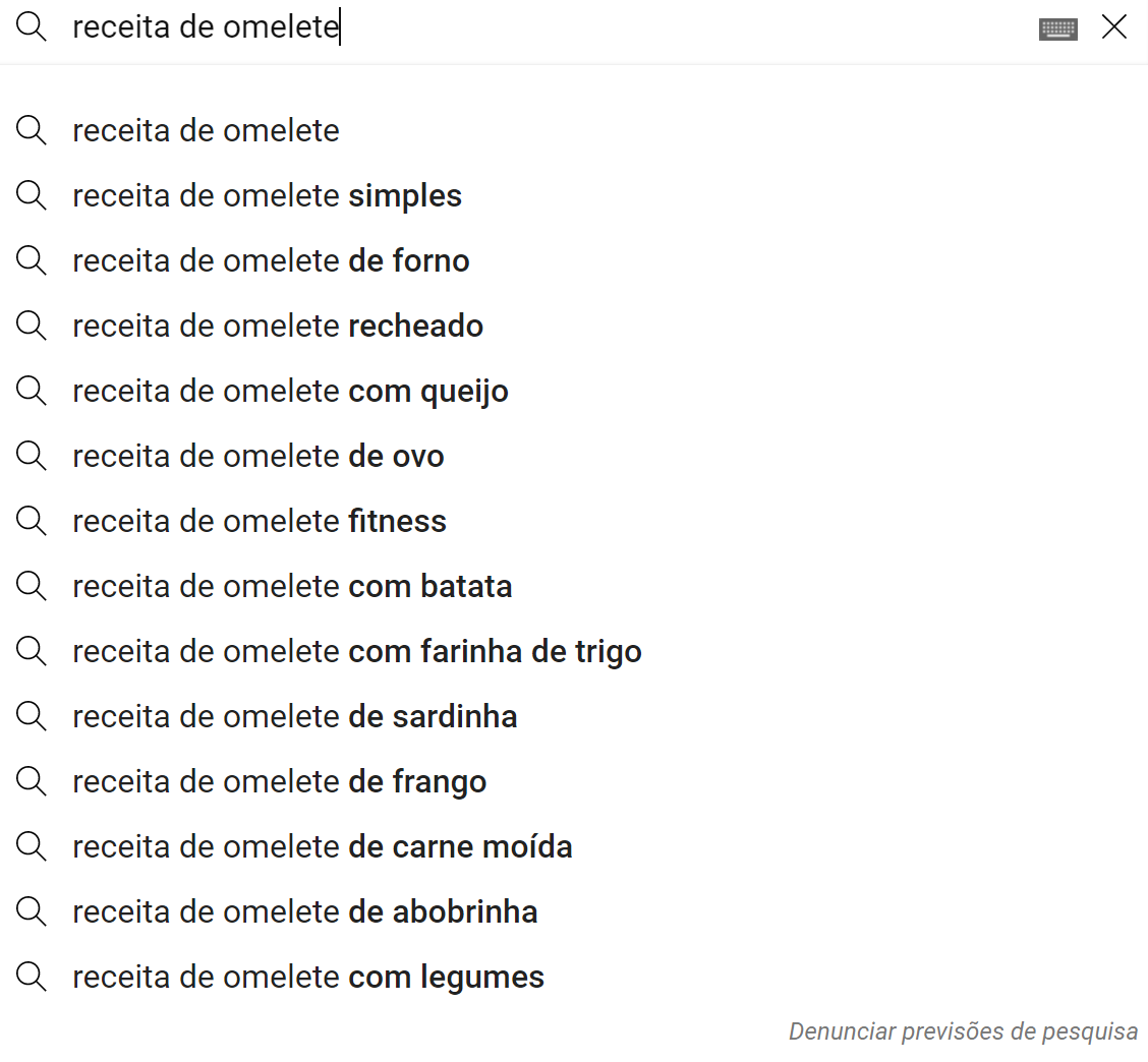 Autocompletar do Youtube