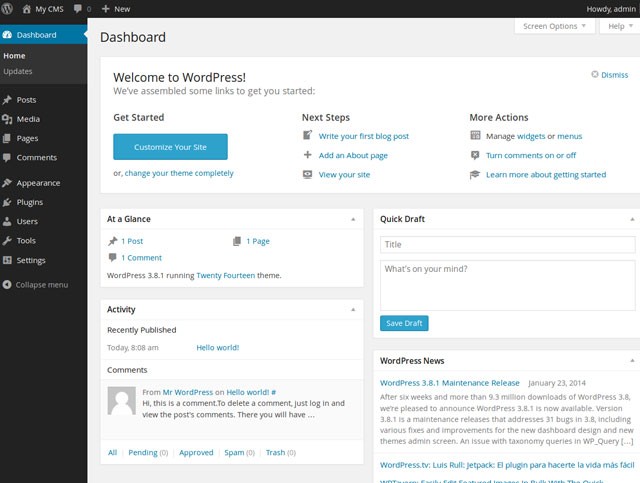 admin page