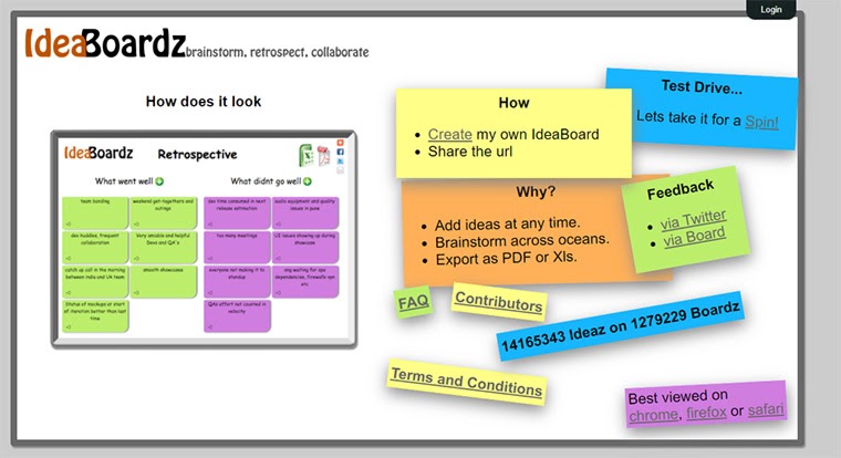 site para brainstorming online ideaboardz