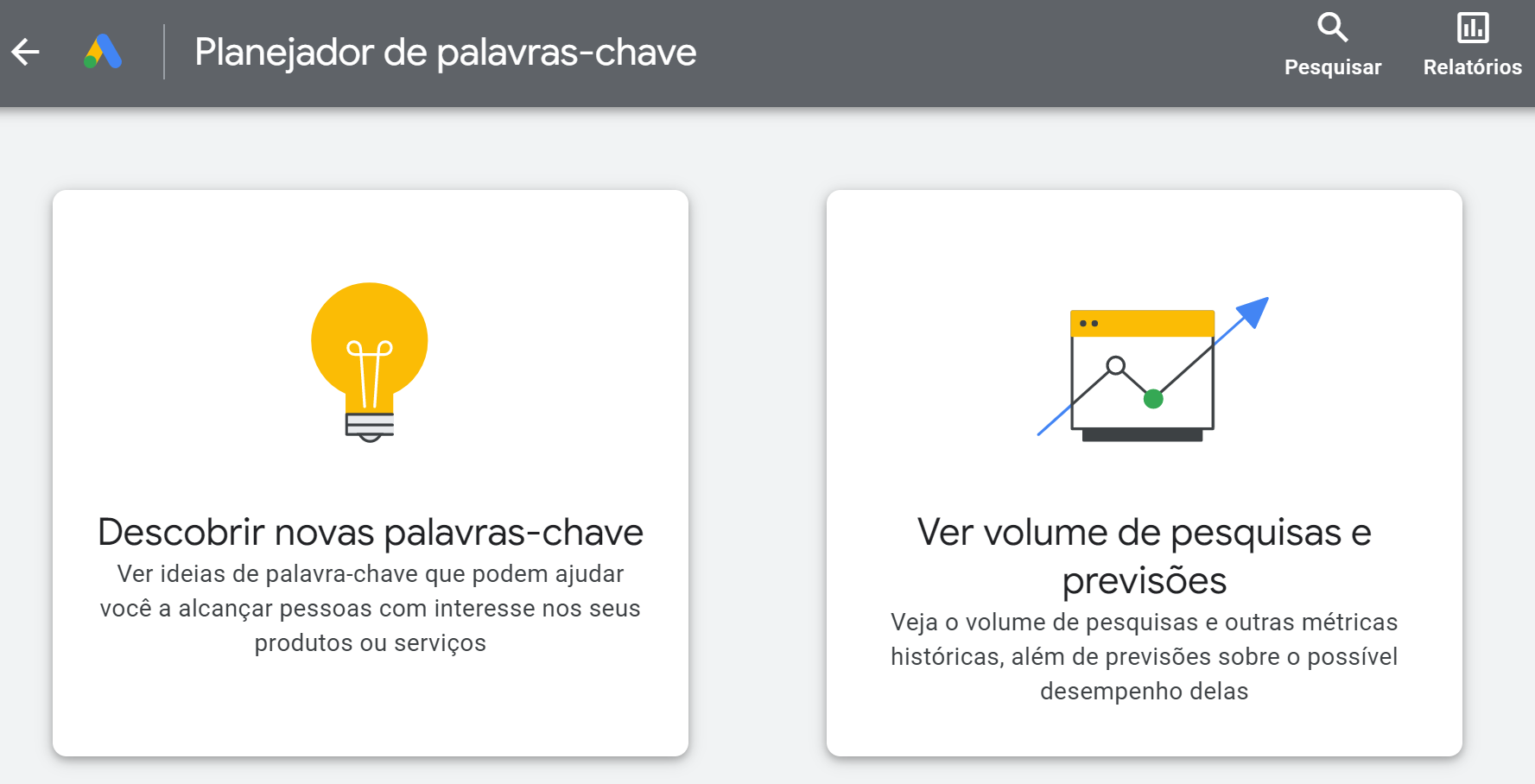 planejador de palavras-chave do google