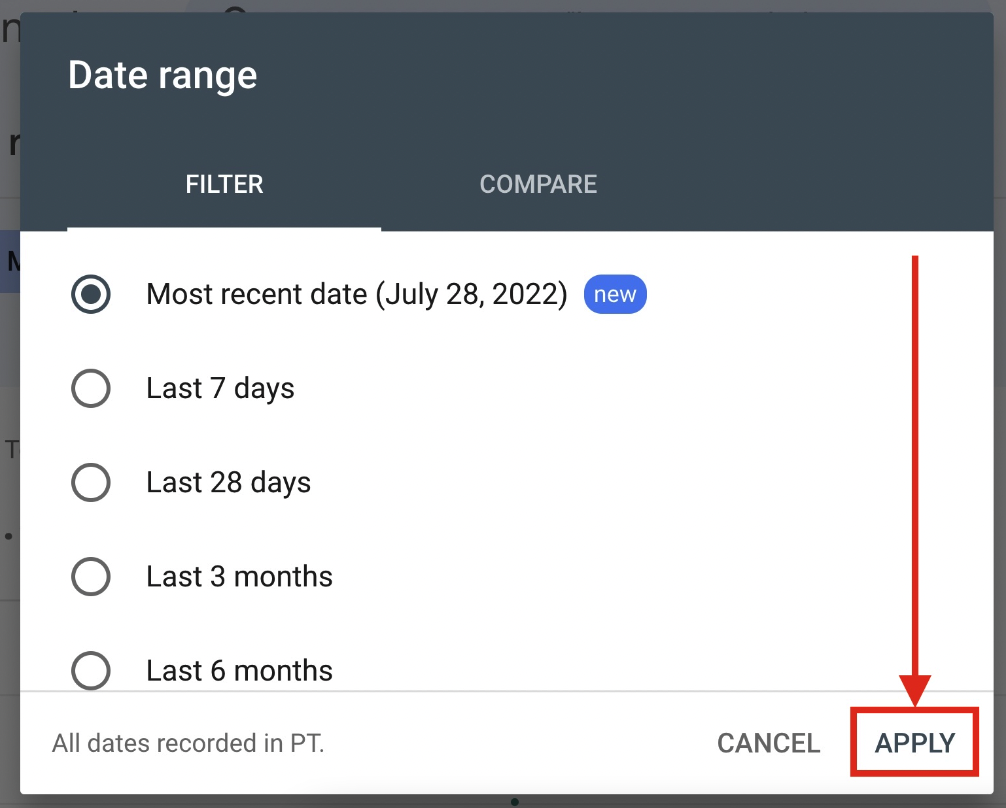 google search console últimos 28 dias