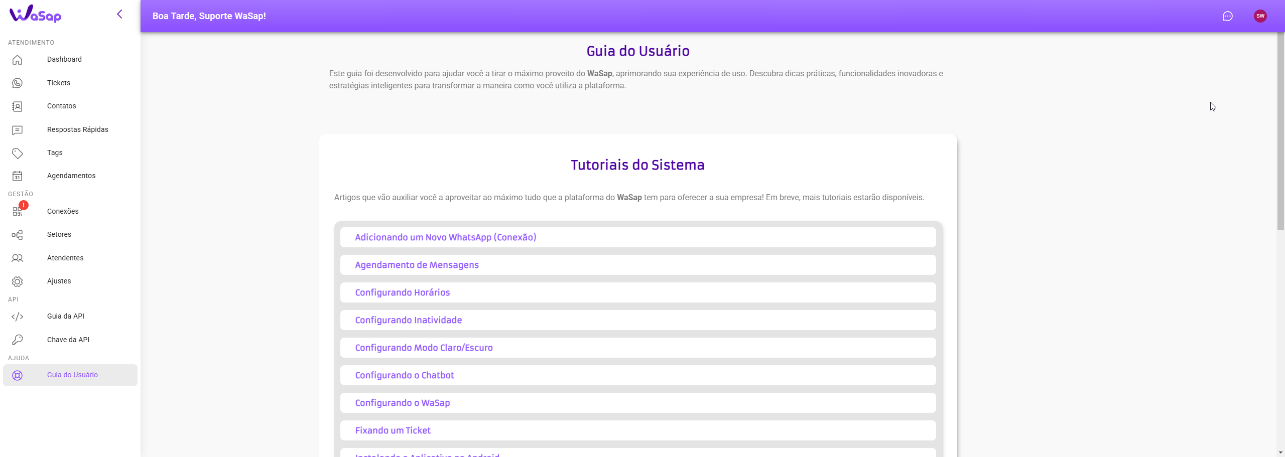 Guia do Usuário Wasap
