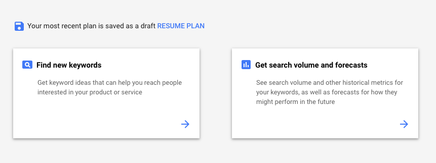 ferramenta de palavra chave Google Keyword Planner