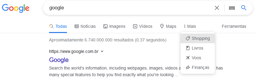 opções de pesquisa no google