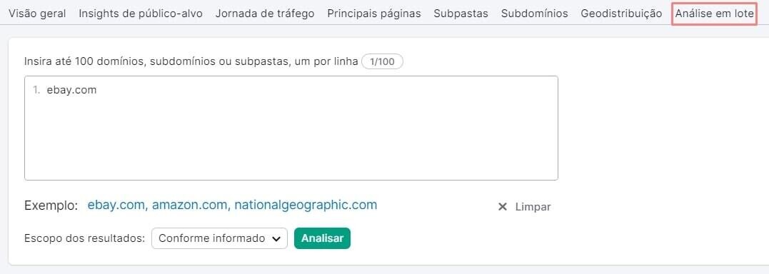 ferramenta de analise em lote