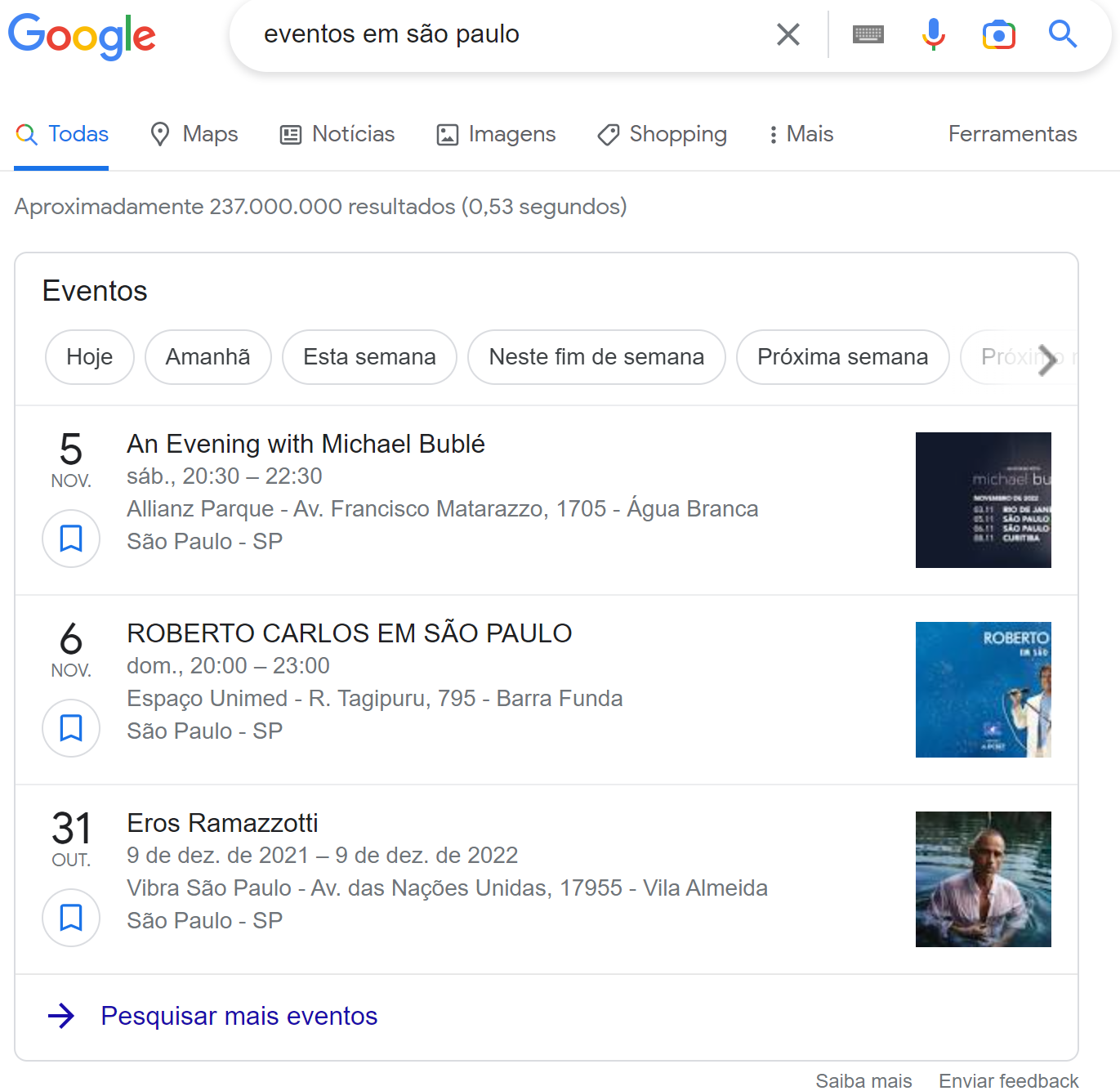 exemplo de schema na serp