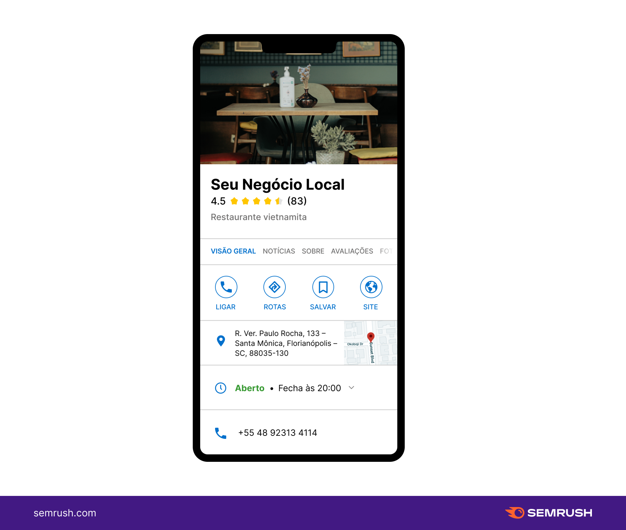 resultados móveis do google perfil da empresa