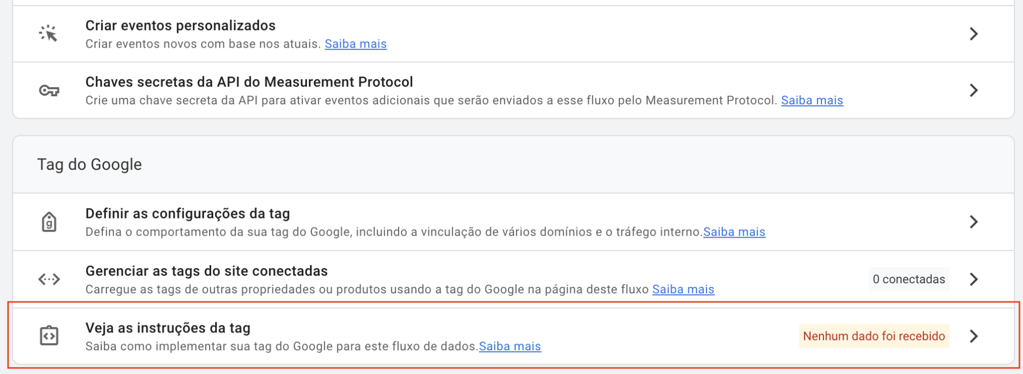 instruções da tag