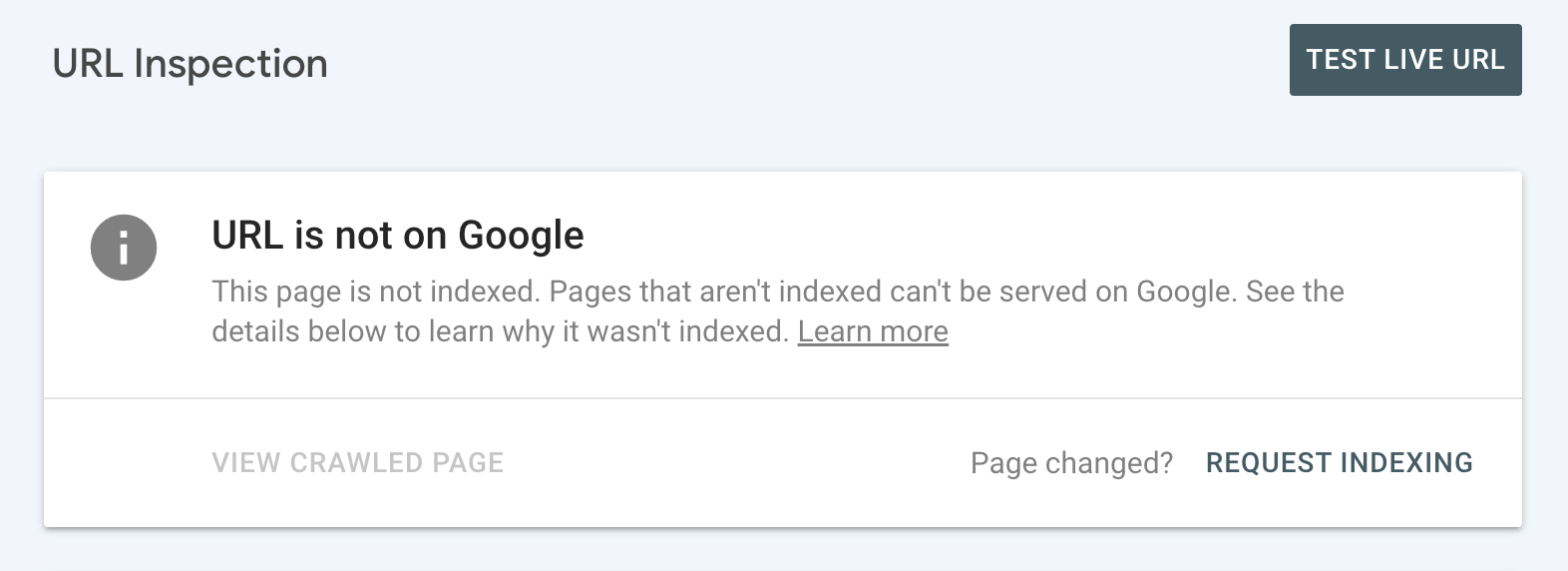 google search console url not indexed