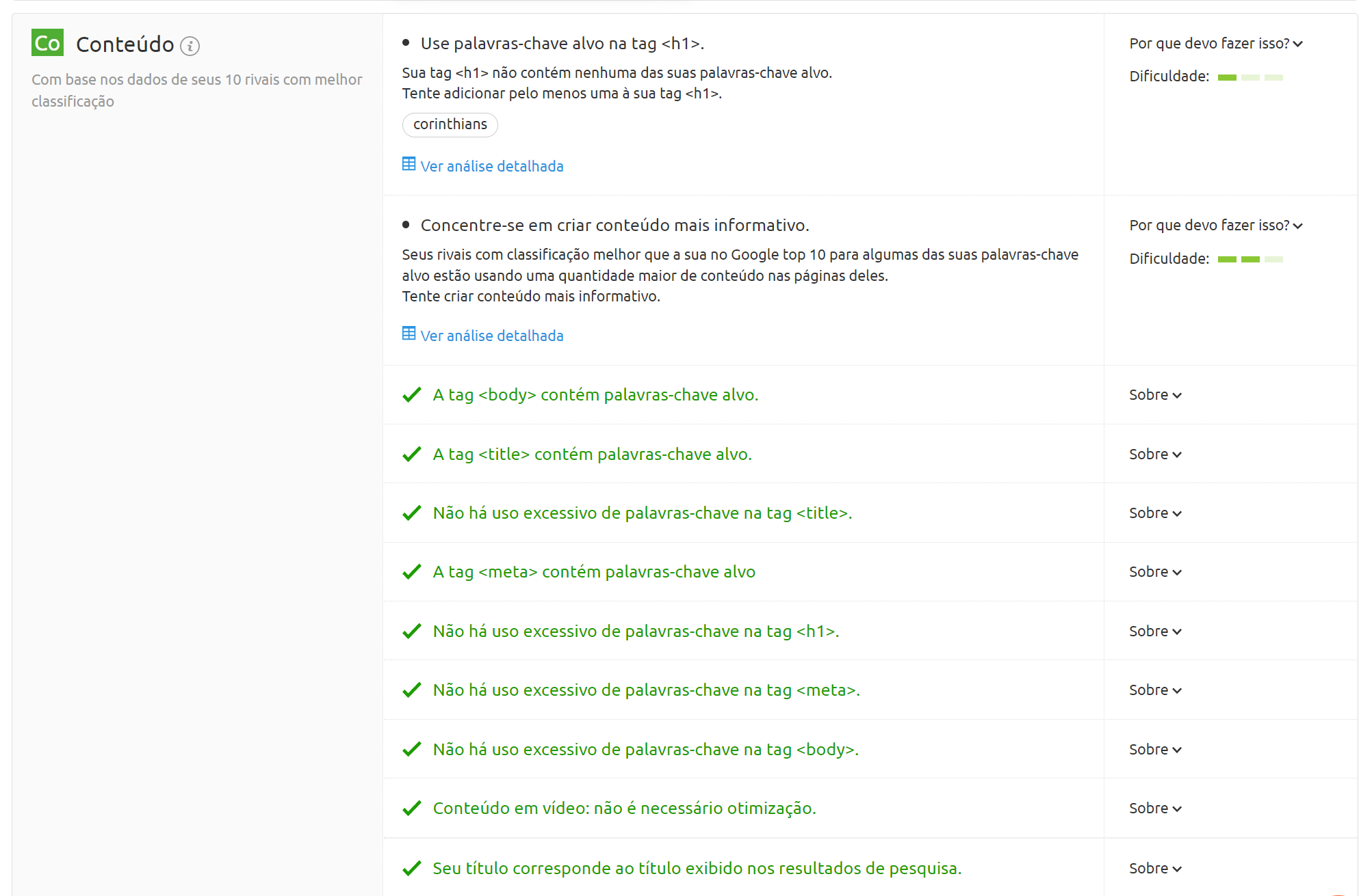 ideias de melhoria de conteúdo