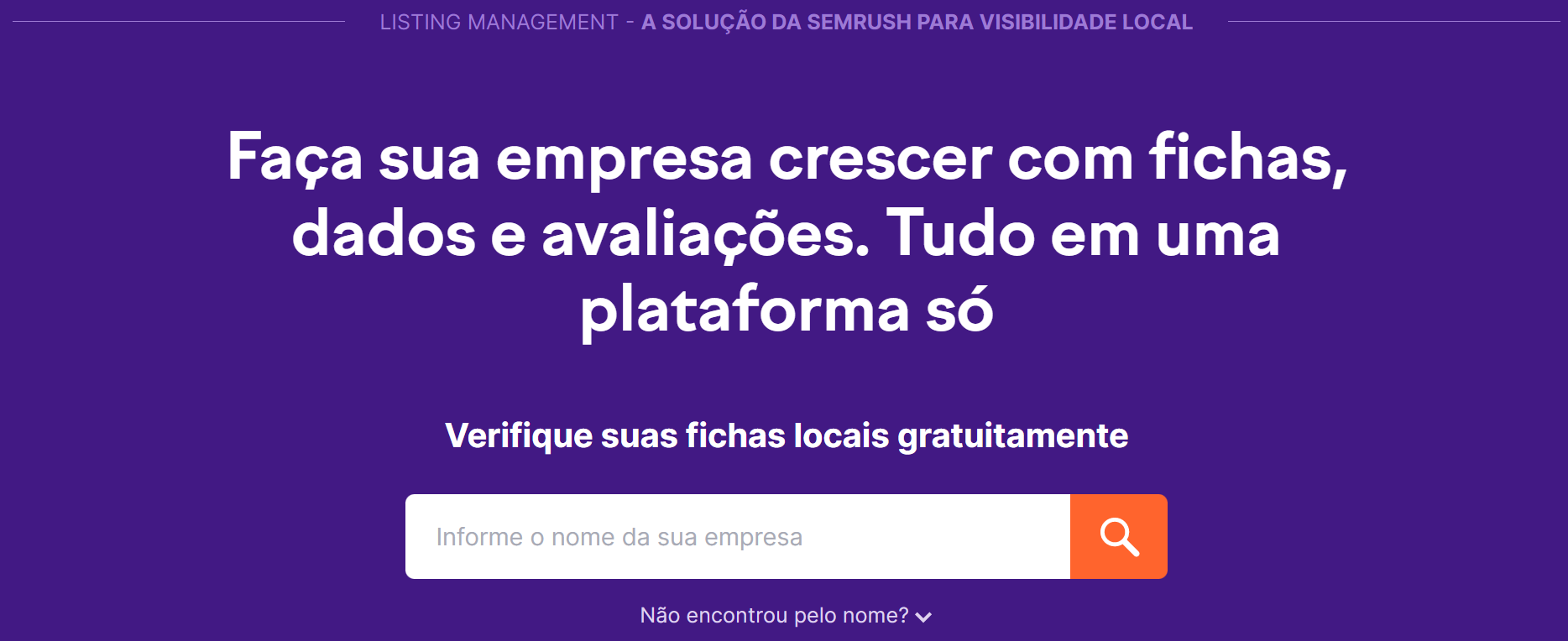 tela inicial da ferramenta listing management