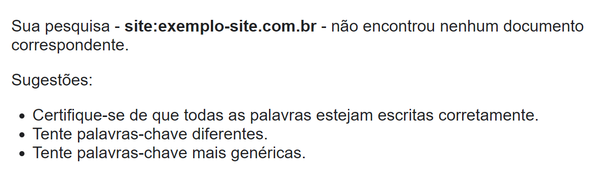 indexação google - exemplo de site não indexado