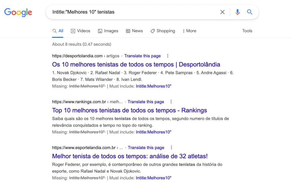 exemplo de operador de busca para melhores