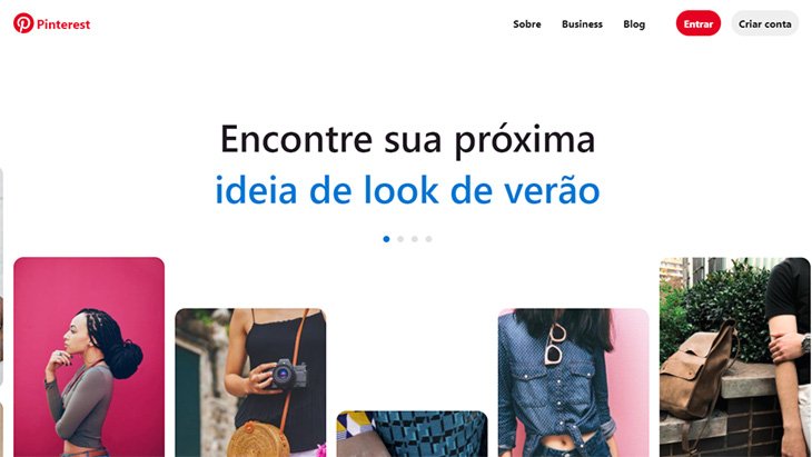 pagina inicial do pinterest