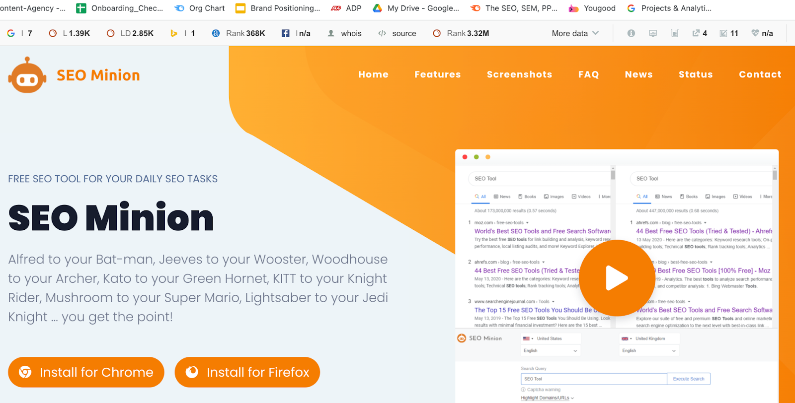 SEO minion SEO Chrome Extension
