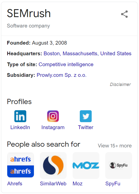 knowledge graph Semrush