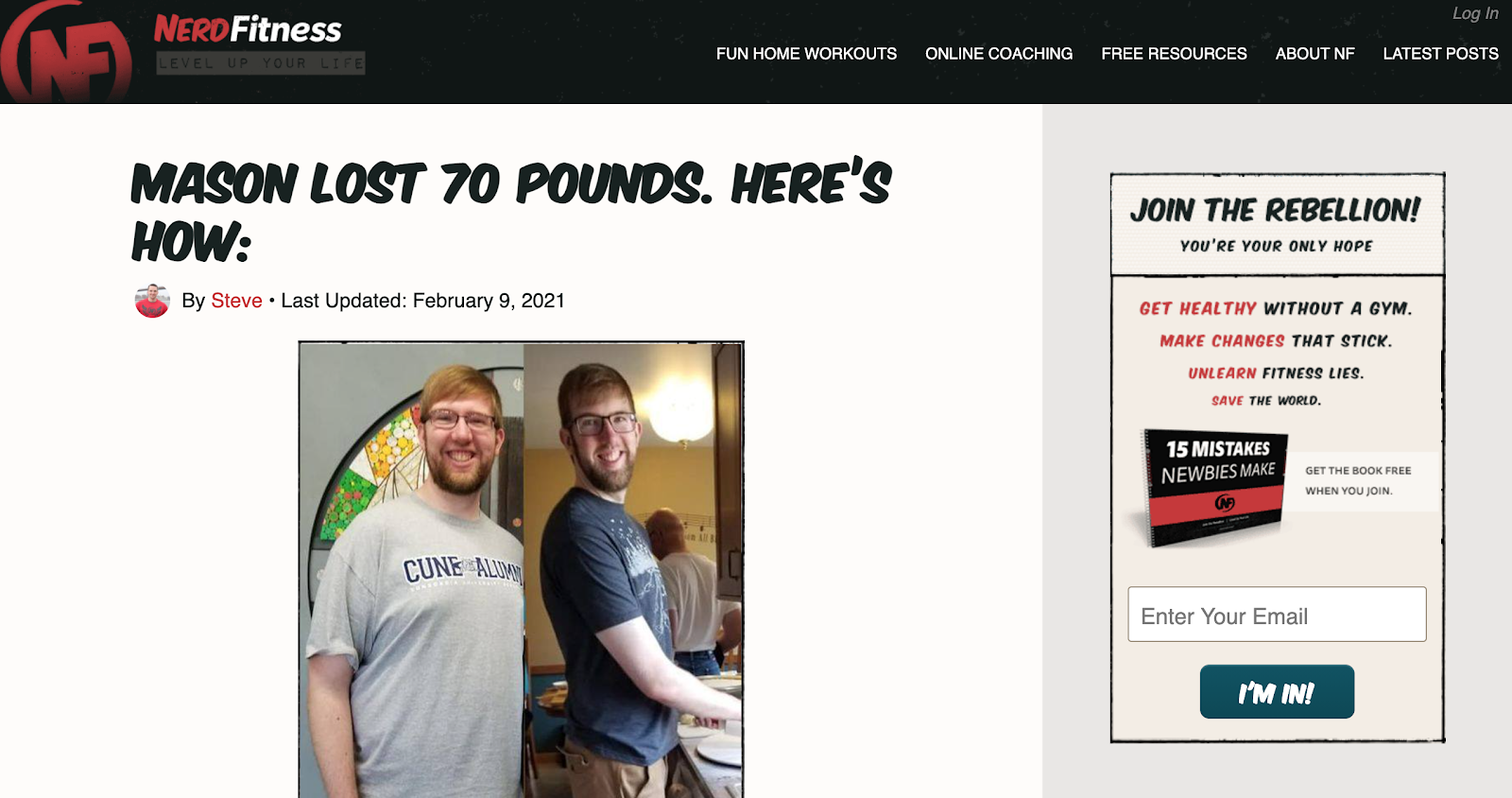 postagem do blog nerd fitness