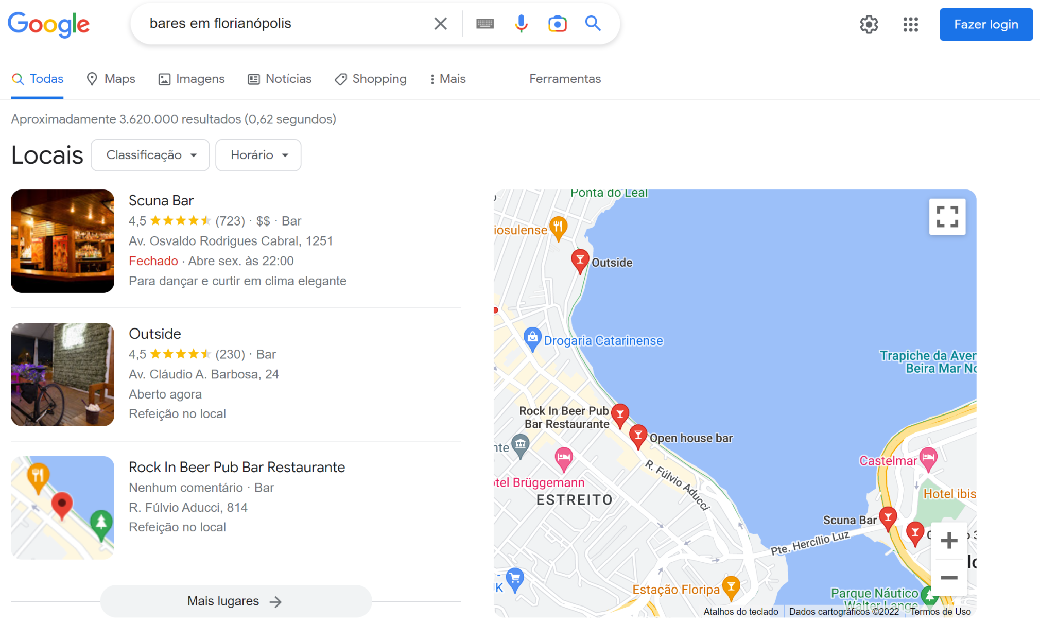 pacote local no topo da serp