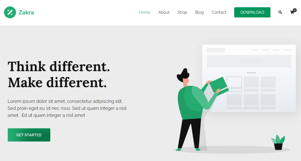 Screenshot do tema wordpress mais rápido Zakra
