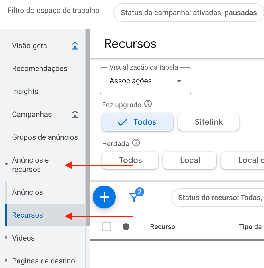 anúncios e recursos no google ads