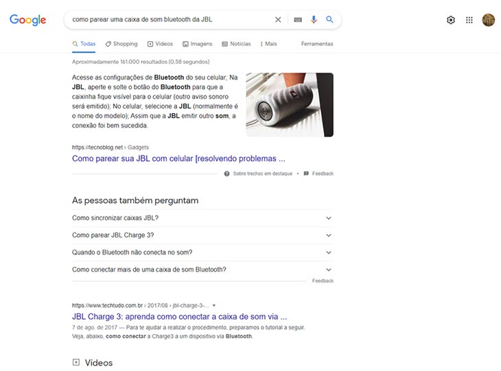 pesquisa no google sobre como parear uma caixa de som bluetooth da jbl