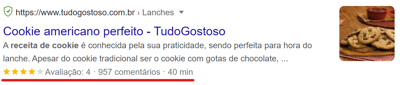 como ranquear no google - exemplo rich snippet