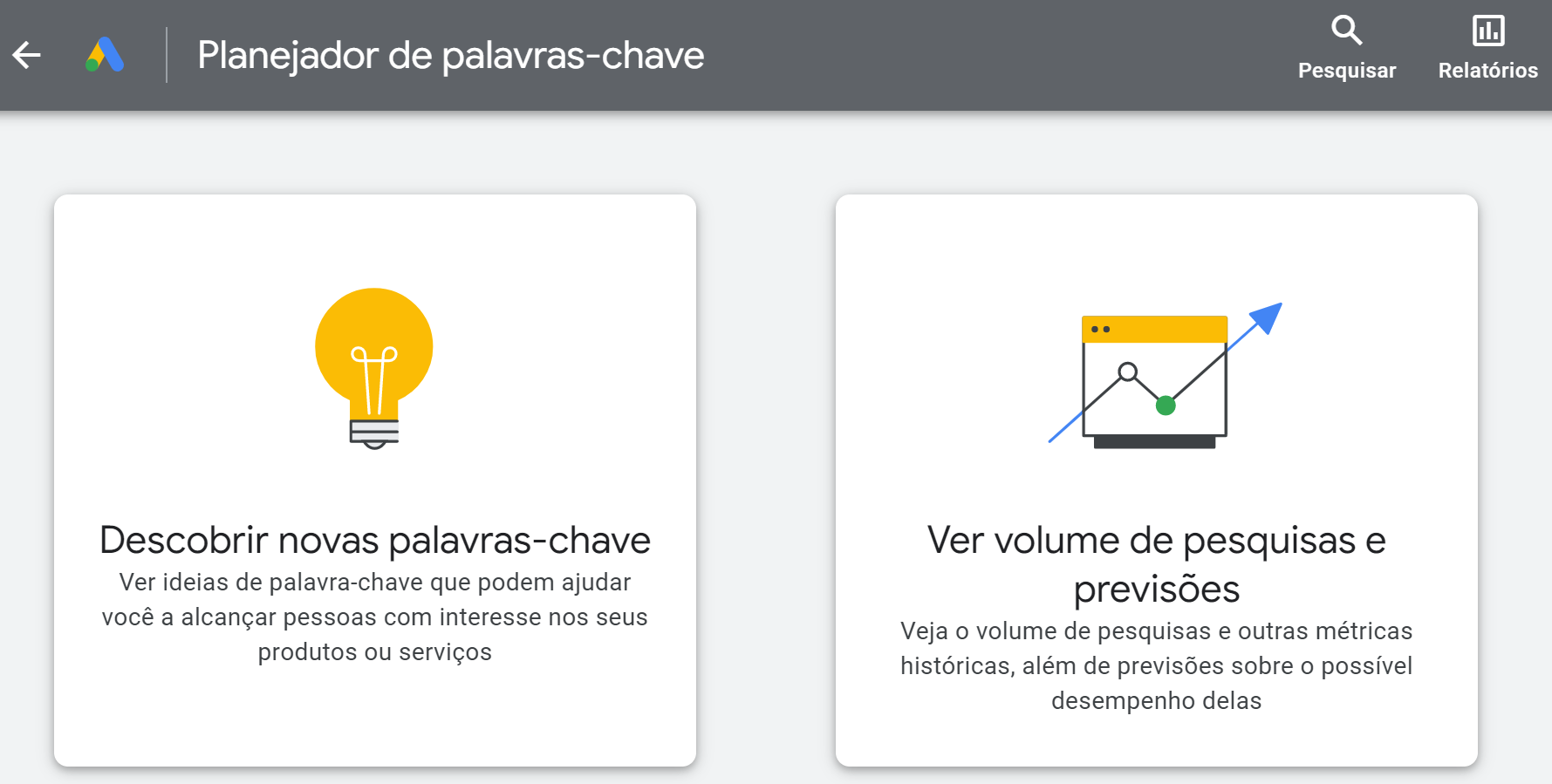 descobrir novas palavras-chave no planejador de palavras-chave do google