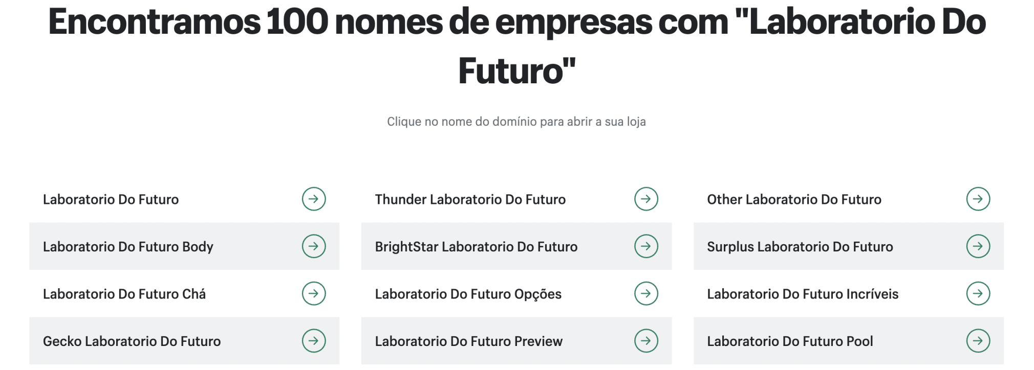 Gerador de nomes para empresas da Shopify