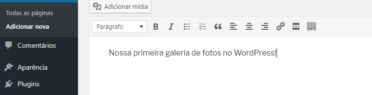 adicionar galerias wordpress