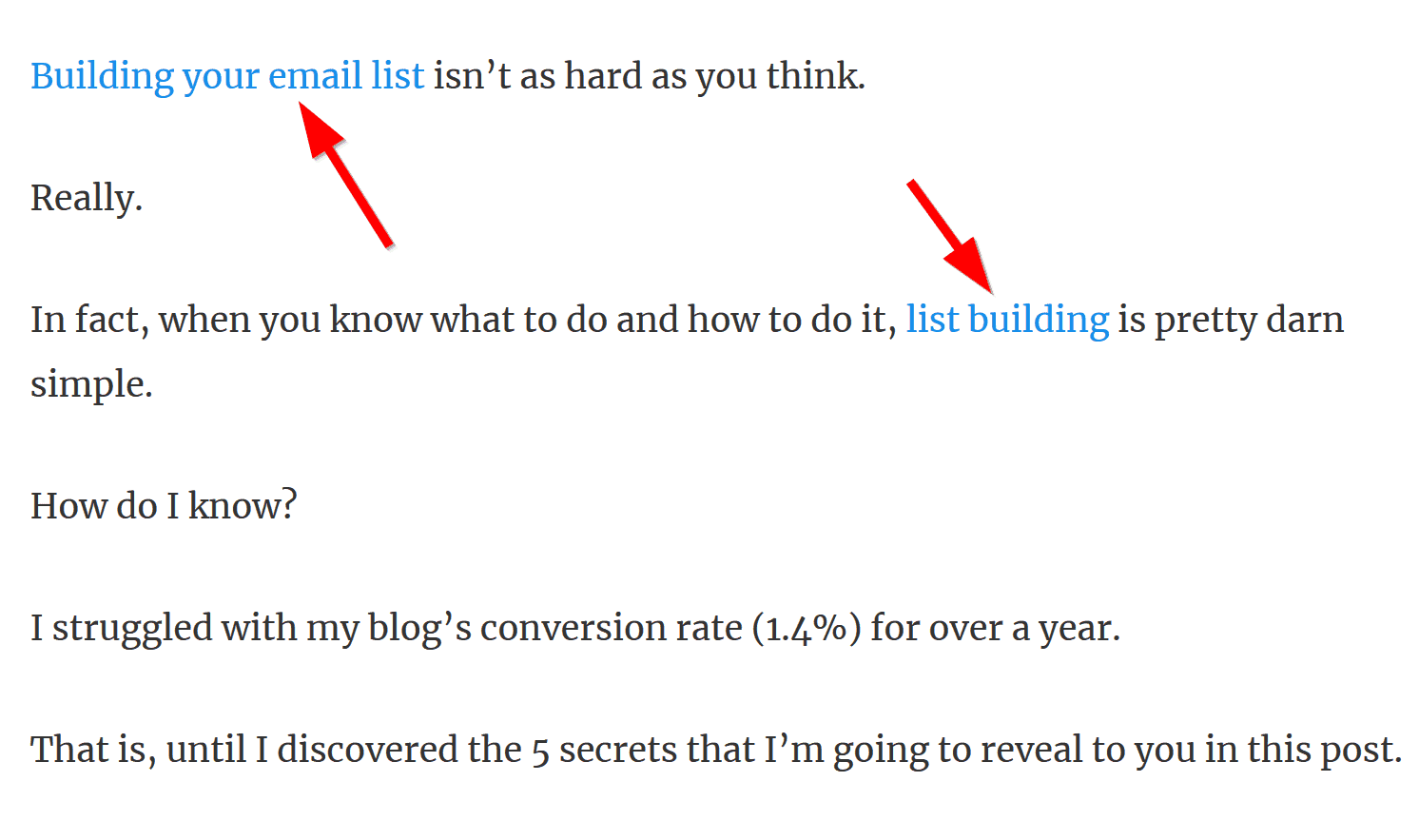 exemplo de links em guest posts