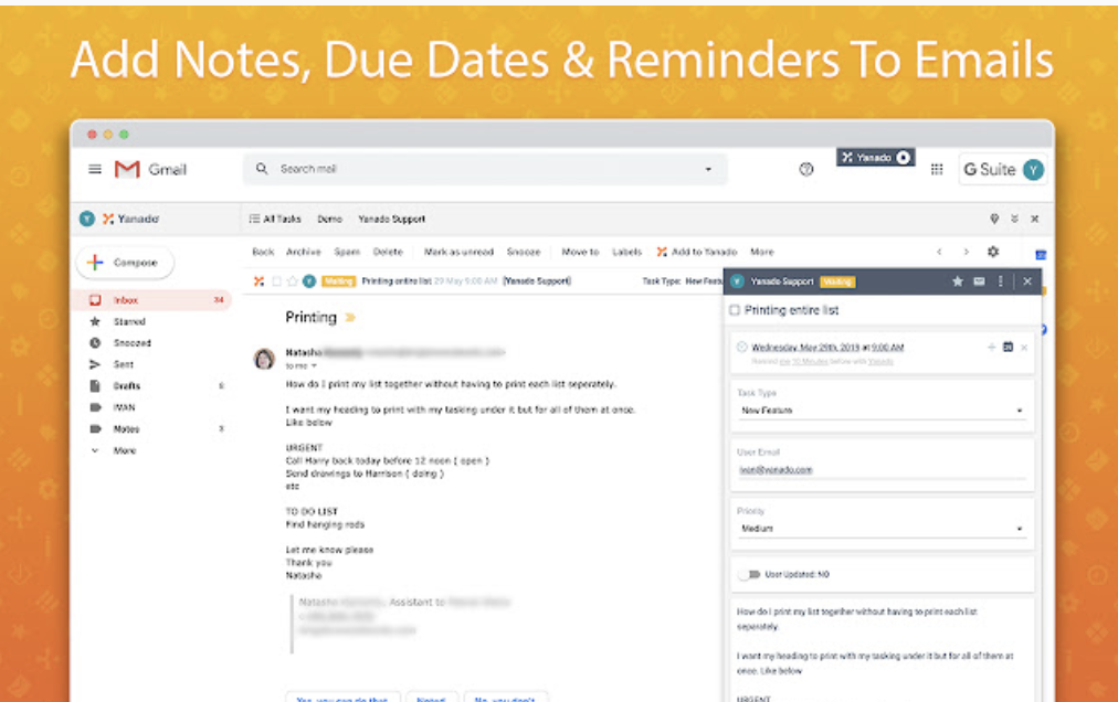 Yanado - Task Management inside Gmail em uma página