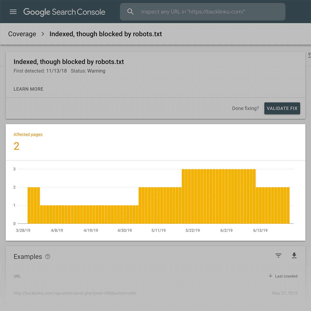 como ranquear no google - exemplo de erro no google search console