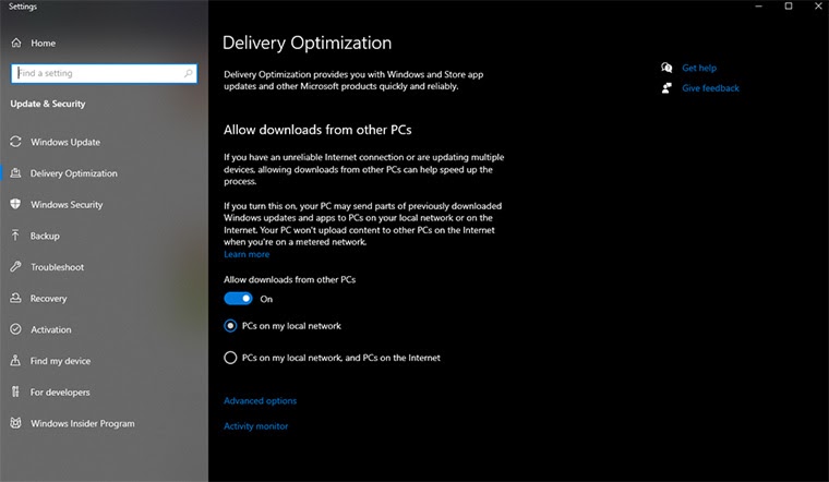 Como Corrigir o Erro “Servidor DNS Não Está Respondendo” 7 tela para desativar a otimização de entrega do Windows, um dos métodos para resolver o erro servidor dns não está respondendo