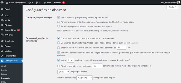 Como desabilitar comentários no Wordpress de 7 jeitos diferentes 9 configurações de discussão do site