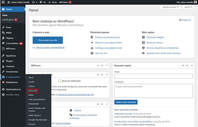Como desabilitar comentários no Wordpress de 7 jeitos diferentes 8 como acessar configurações de discussão