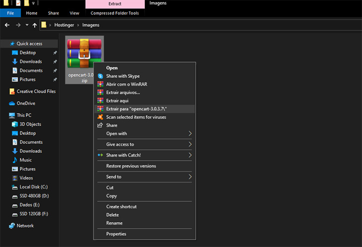Como instalar OpenCart manualmente e ter uma loja virtual 5 extração do opencart