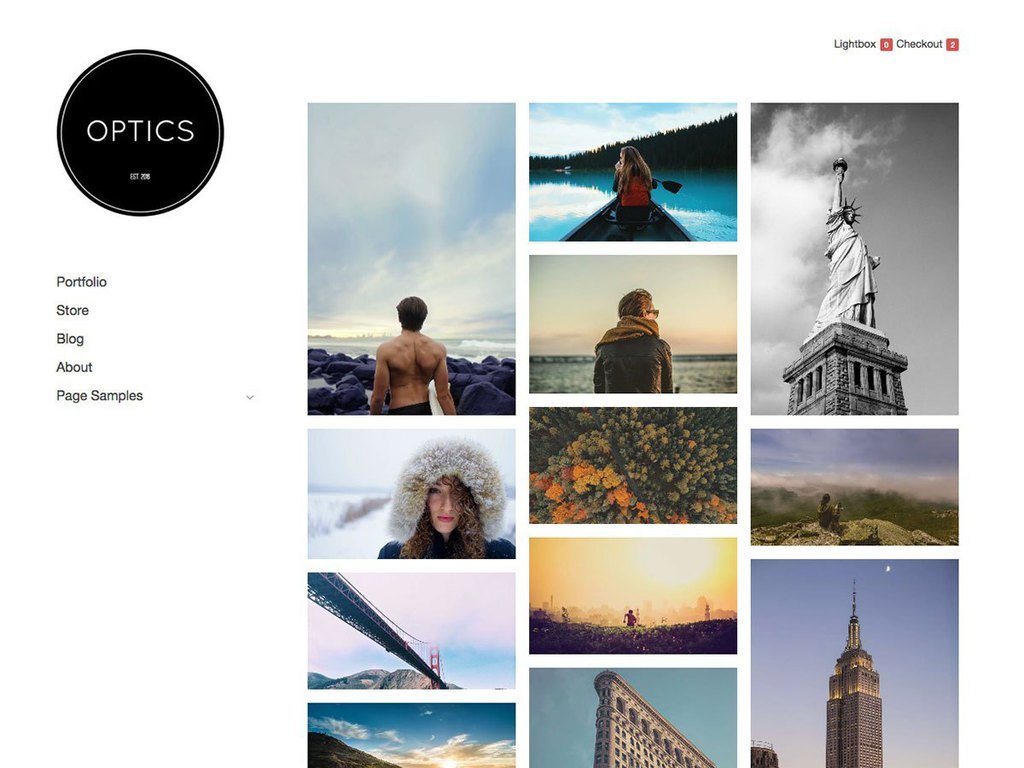 8+ Melhores Temas Grátis e Pagos de Portfolio WordPress em 2021 7 tema de portfolio optics