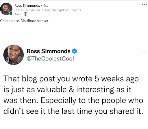 9 dicas simples para aumentar sua base de seguidores nas redes sociais 7 exemplo de um tweet compartilhado no LinkedIn