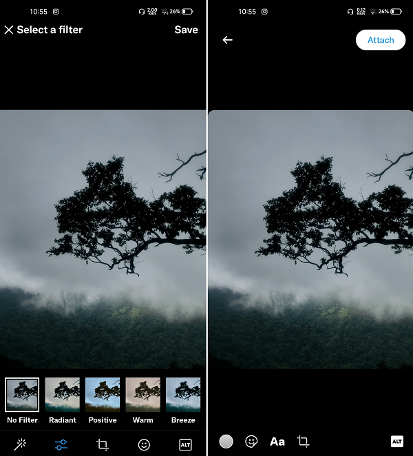 O Twitter adiciona novas opções de aprimoramento visual para imagens e clipes anexados 3 Atualização de edição visual do Twitter
