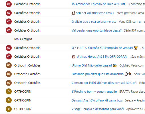 Como usar o marketing de recompensas no funil de vendas 7 E-mails da marca de colchões Orthocrin