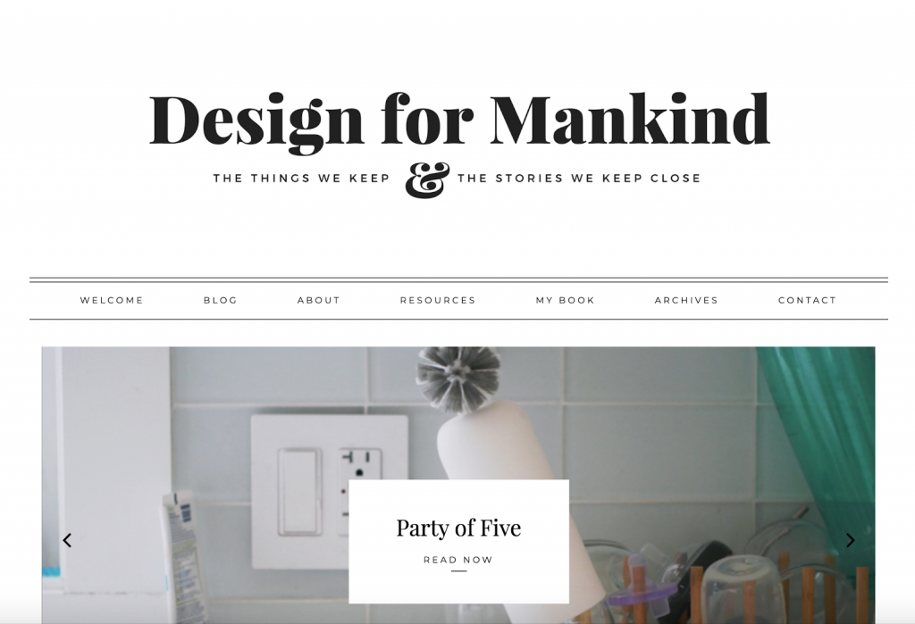 página inicial do blog design for mankind