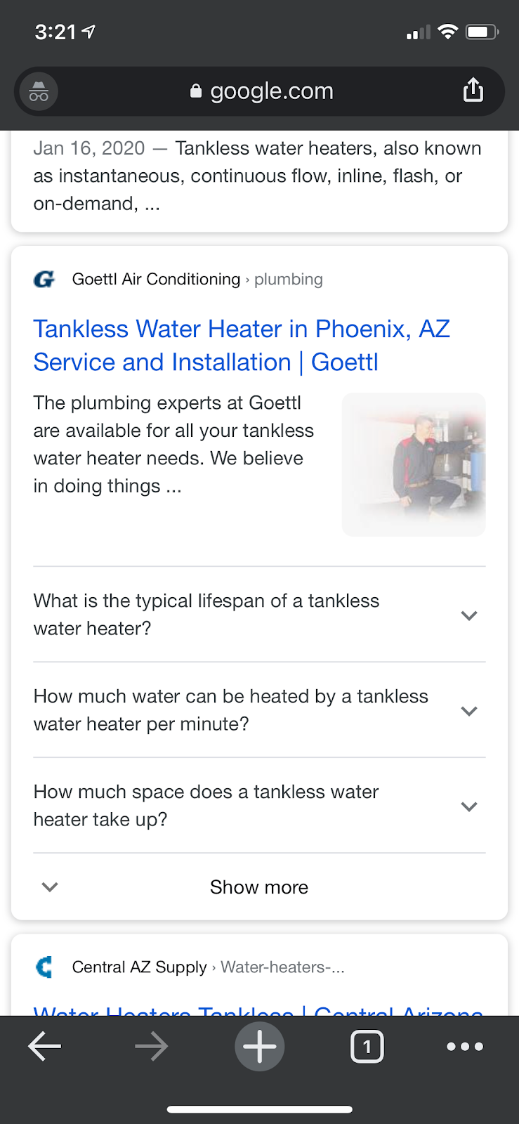 tankless water heater mobile serp