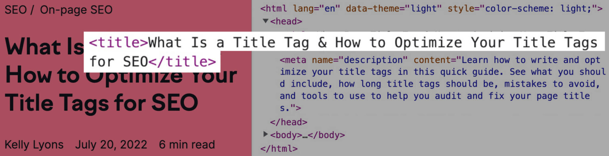 exemplo de title tag no código html
