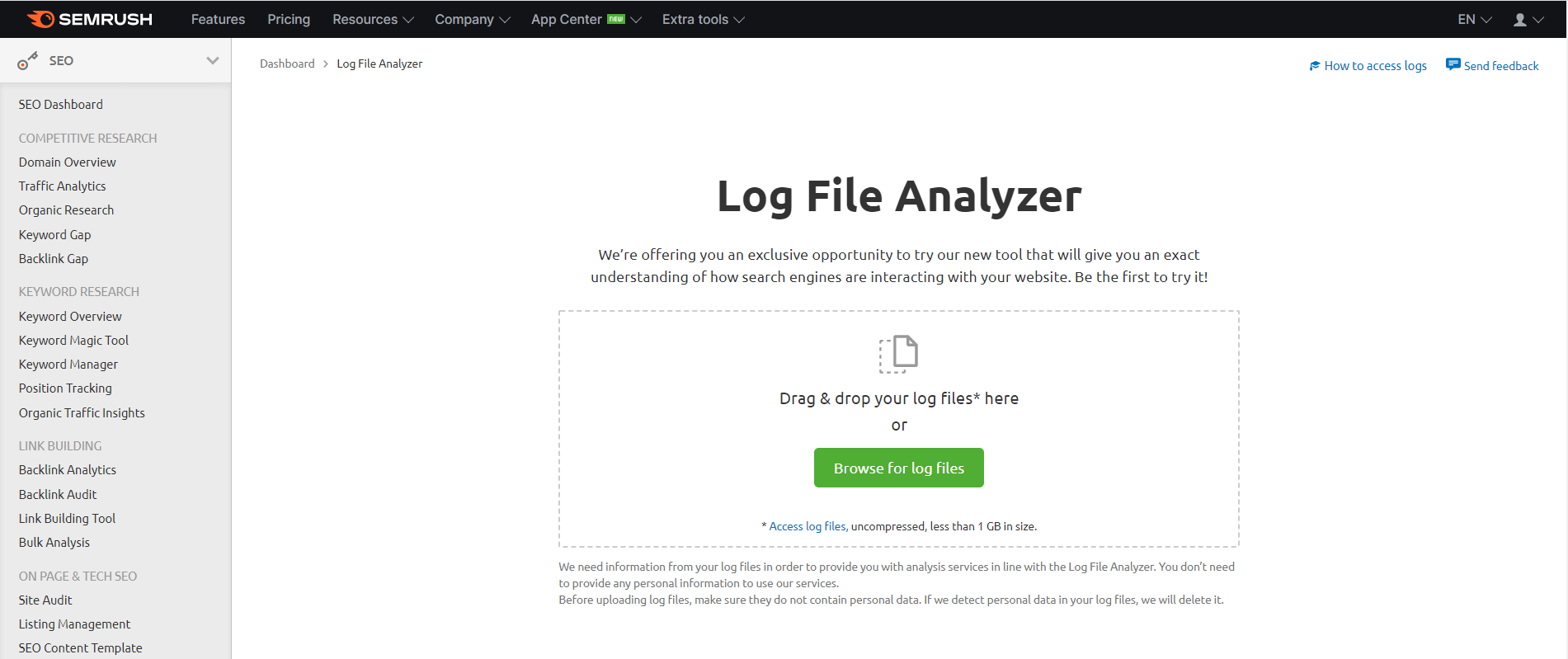 ferramenta log file analyzer