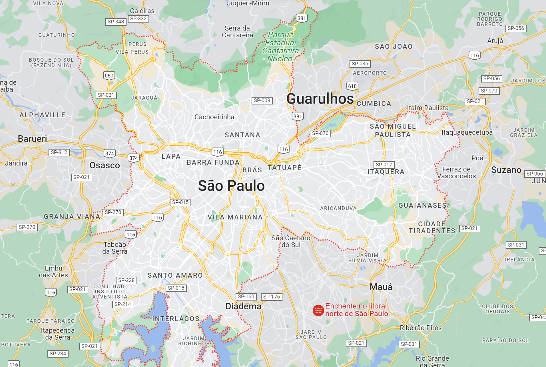 exemplo cidades próximas no google maps