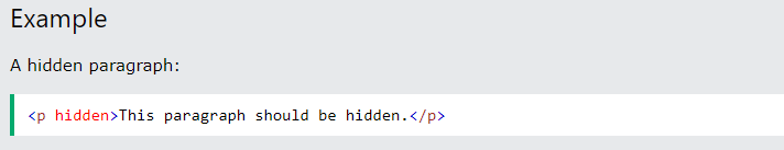exemplo código html com elemento oculto por atributo hidden