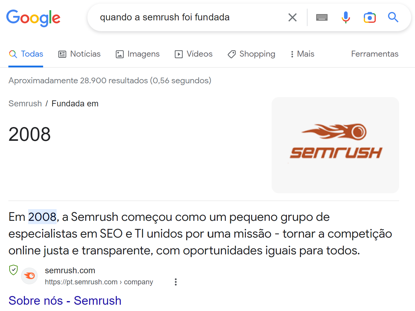 exemplo de serp feature no google